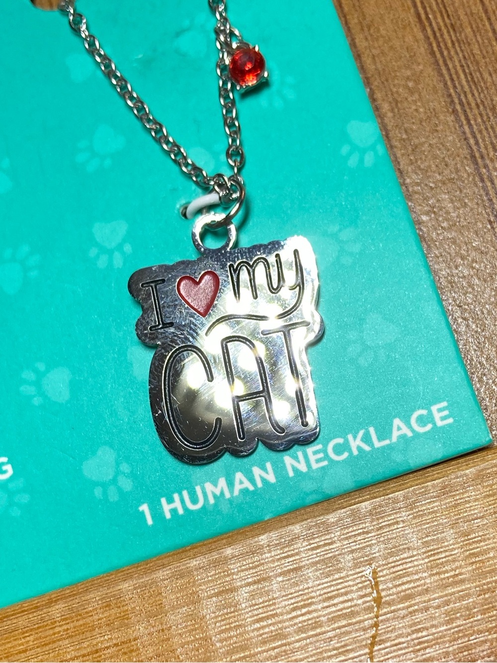 Hallmark Silver 'I <3 My Cat' Kids Necklace with Red Accent Charm